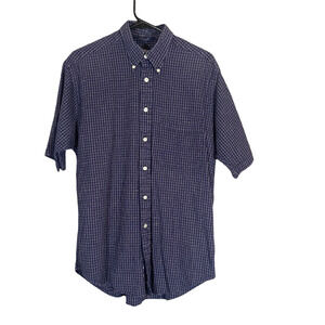 Nautica Blue Striped Textured Short Sleeve Button Down Shirt Men Sz M